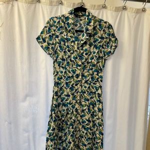 Betsey Johnson Dress - Vintage Style, White with Blue and Green Cherry Print.